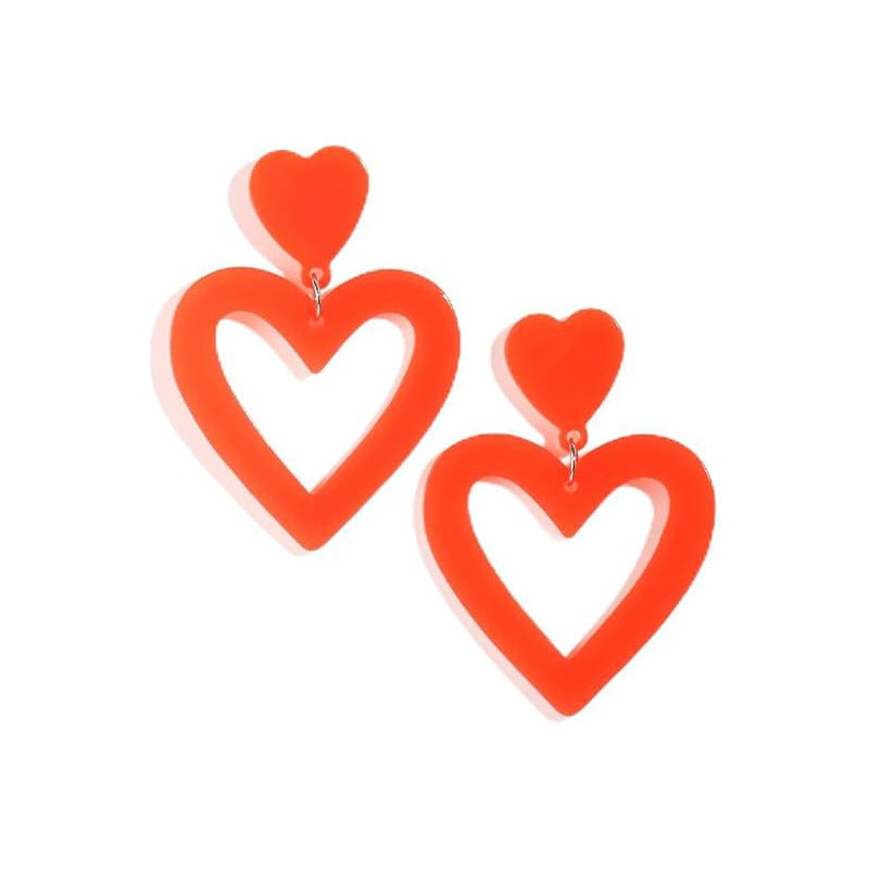 Wholesale prom party acrylic earrings water drop hollow love Valentine's day geometric love earrings